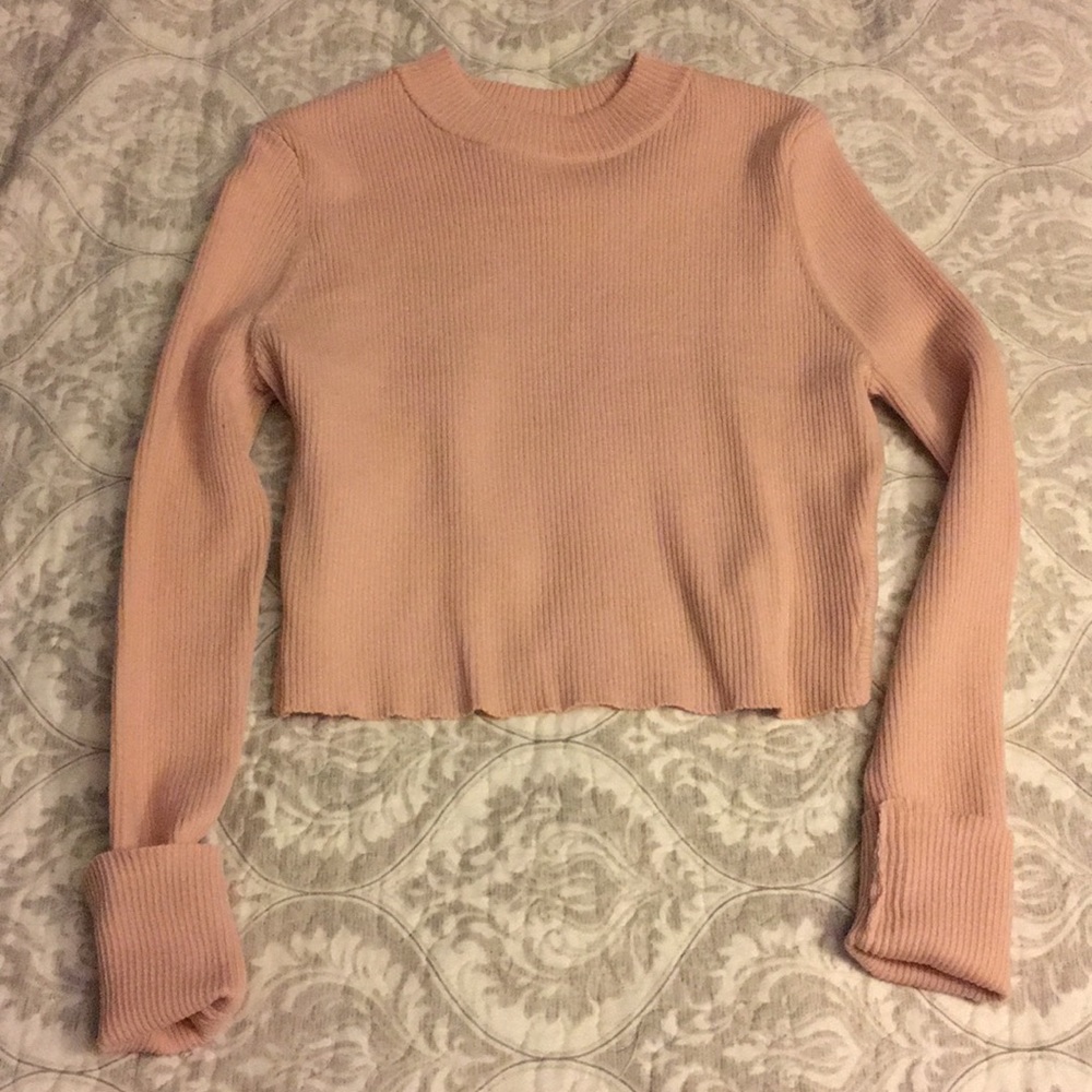 Ribbed cropped Blush sweater